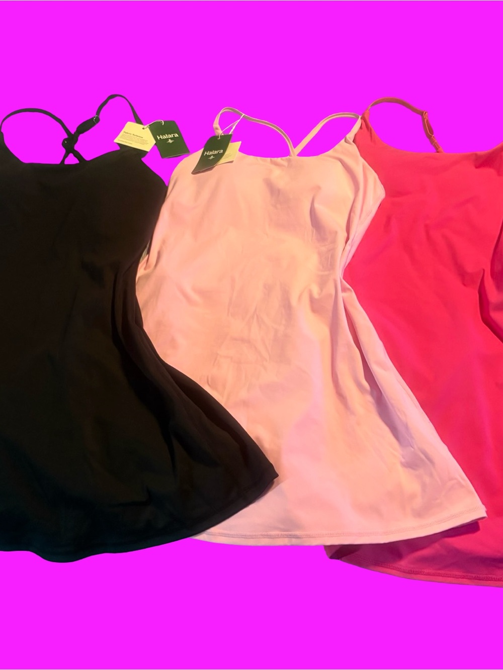 HALARA *SET* Softlyzero Dresses Size M With Built Ins NWT, Light Pink, Hot Pink